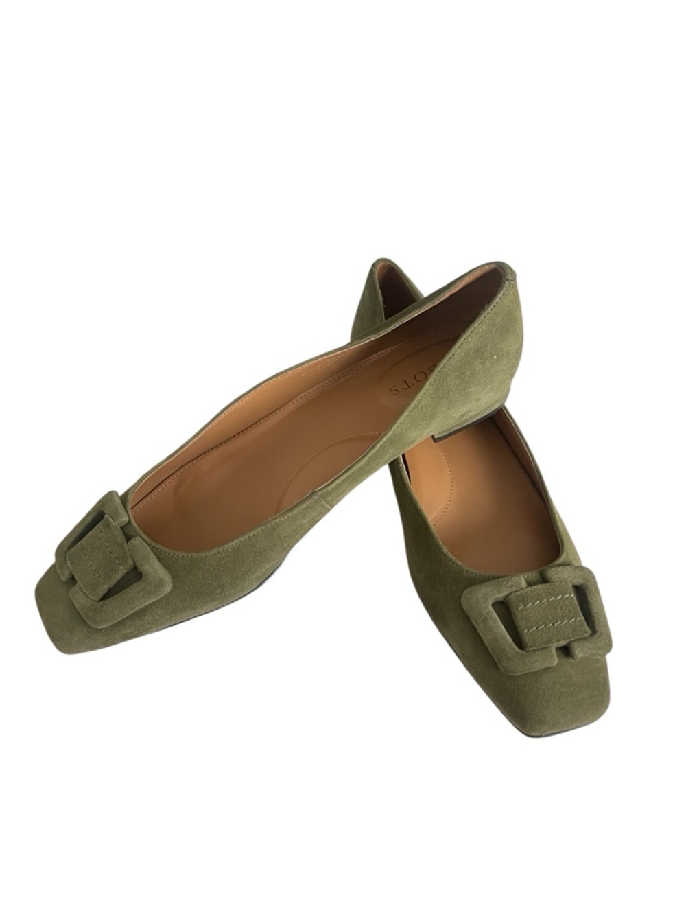 Talbots Sutton Moss Green Suede Flats Size 8 Square Toe Loafers office wear - Picture 6 of 6